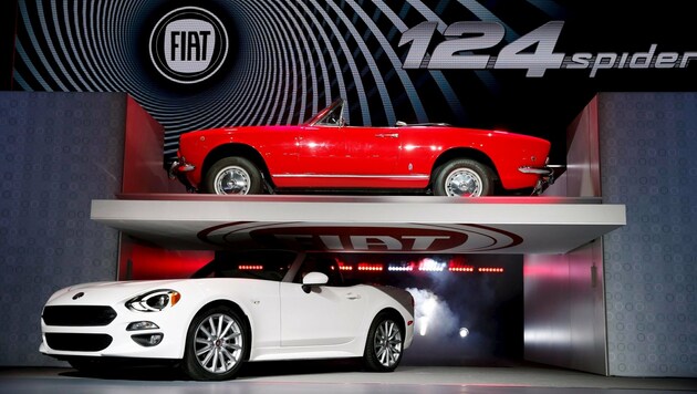 Die FCA-Gruppe baut2 2016 4,5 Millionen Autos - unter anderem den schnittigen Fiat 124 Spider (u.). (Bild: Reuters)