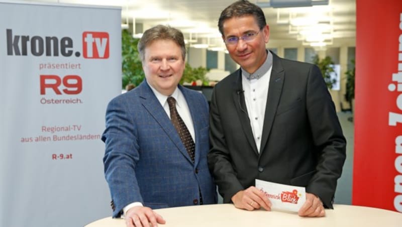 Michael Ludwig mit krone.tv-Moderator Gerhard Koller (Bild: Reinhard Holl)