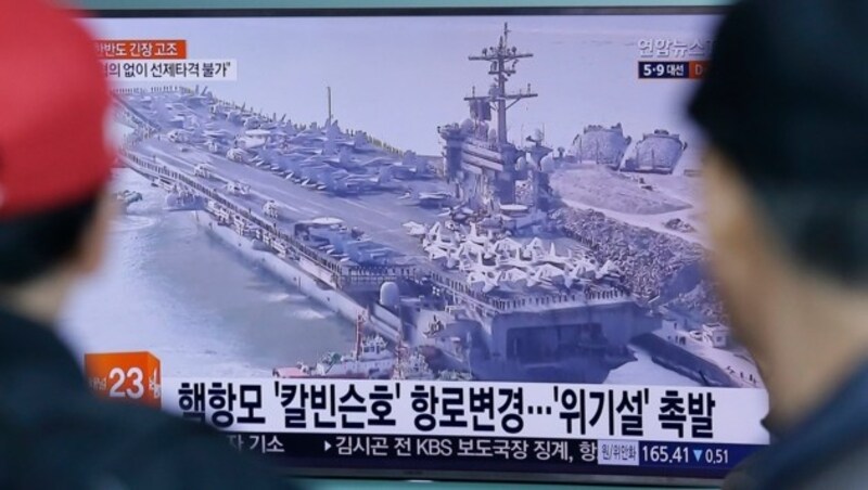 In südkoreanischen Medien ist die Verwirrung um die USS Carl Vinson ebenfalls Thema. (Bild: AP)