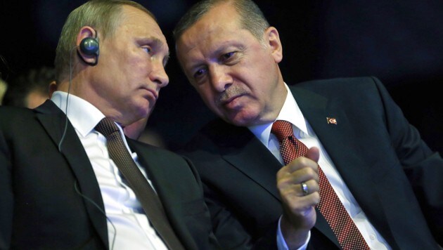 Staatschefs Wladimir Putin, Recep Tayyip Erdogan (Bild: APA/AFP/TURKISH PRESIDENCY PRESS OFFICE/KAYHAN OZER)