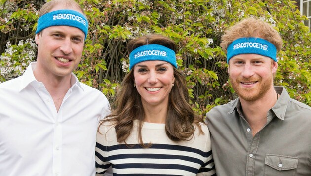 Prinz William, Herzogin Kate und Prinz Harry engagieren sich für die "Heads Together"-Kampagne (Bild: AP)