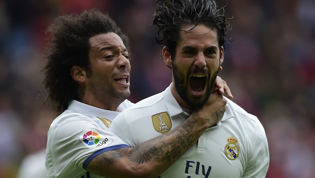Marcelo und Isco bejubeln den Real-Sieg (Bild: AFP)