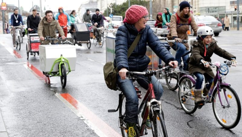 Lastenfahrrad-Korso am am 19.3. in Wien (Bild: Klemens Groh)