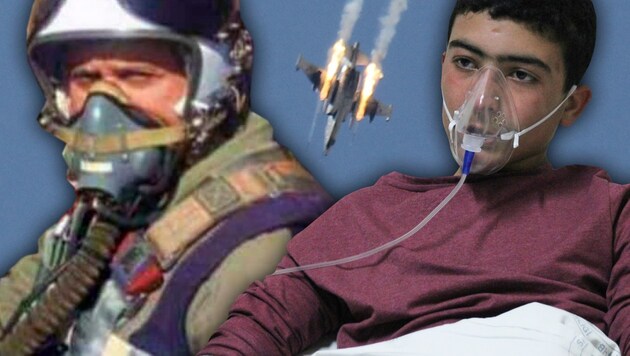 General Hasouri (links im Bild) soll den tödlichen Giftgasangriff in Syrien geflogen sein. (Bild: AP, AFP, twitter.com)