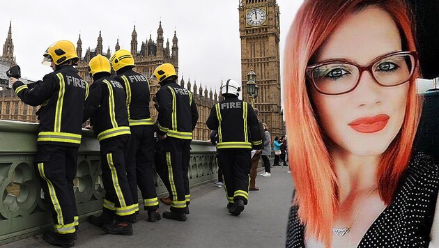 Einsatzkräfte am Tatort Westminster Bridge; das Opfer Andreea Cristea (Bild: Justin Tallis/AFP, PA)