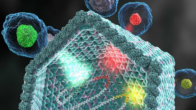 Künstlerische Illustration eines Riesenvirus (Bild: Joint Genome Institute/Ella Maru Studio)