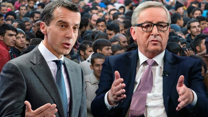 Kern holte sich mit seinem Vorhaben in Sachen Flüchtlings-Umverteilung einen Korb von Juncker. (Bild: dpa, AFP, AP)