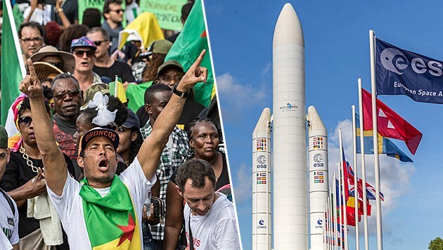 Wegen der Proteste musste der Start einer Ariane-Rakete bereits mehrmals verschoben werden. (Bild: AFP)
