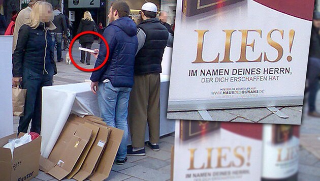 Auf der Wiener Mariahilfer Straße wird ungeniert der Koran verteilt. (Archivbild) (Bild: ts)