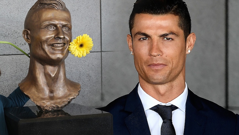 Auch diese Büste von Cristiano Ronaldo löste Entsetzen aus.   (Bild: AFP)