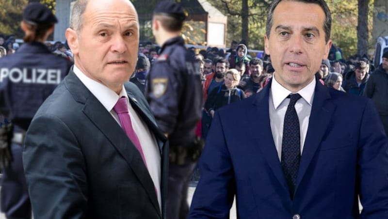 Innenminister Wolfgang Sobotka, Kanzler Christian Kern (Bild: APA/BKA/DUNKER, APA/SCHLAGER, APA/SCHERIAU, Klemens Groh)