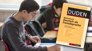 Aktuelle Studie mit beängstigenden Erkenntnissen: Immer mehr Schüler sprechen daheim nicht Deutsch.  (Bild: APA/dpa/Patrick Pleul, Duden, krone.at-Grafik (Symbolbild))