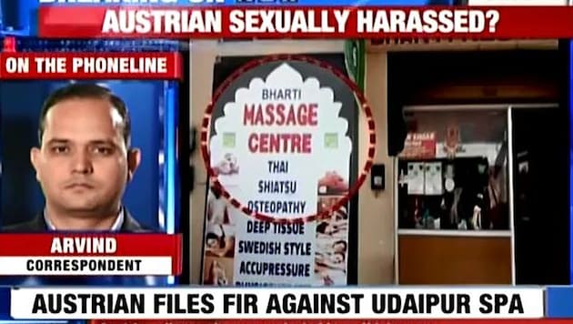 "Breaking News" in indischen Medien: Der Sexangriff auf die Österreicherin im Massagesalon (Bild: Screenshot Times of India)