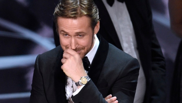 Ryan Gosling lachte sich über den Fehler von Warren Beatty kaputt. (Bild: Chris Pizzello/Invision/AP)