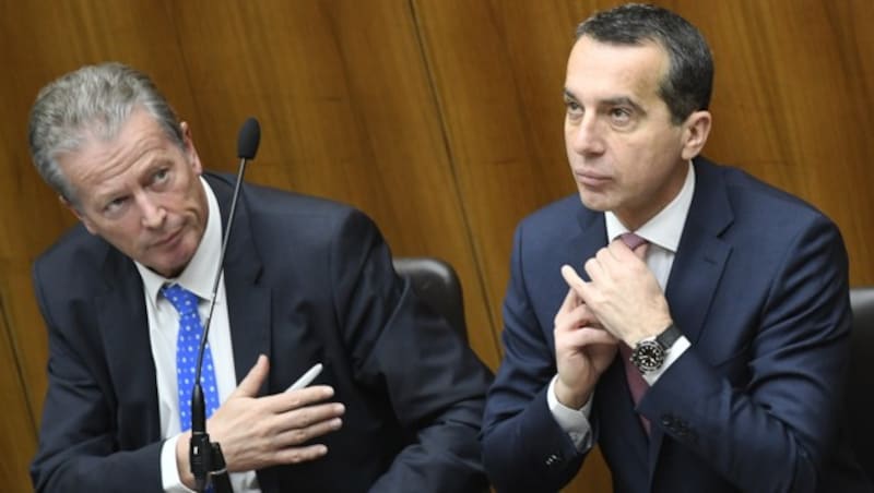 Der ehemalige Bundeskanzler Christian Kern (re.) und sein Vizekanzler Reinhold Mitterlehner (Bild: APA/ROBERT JAEGER)