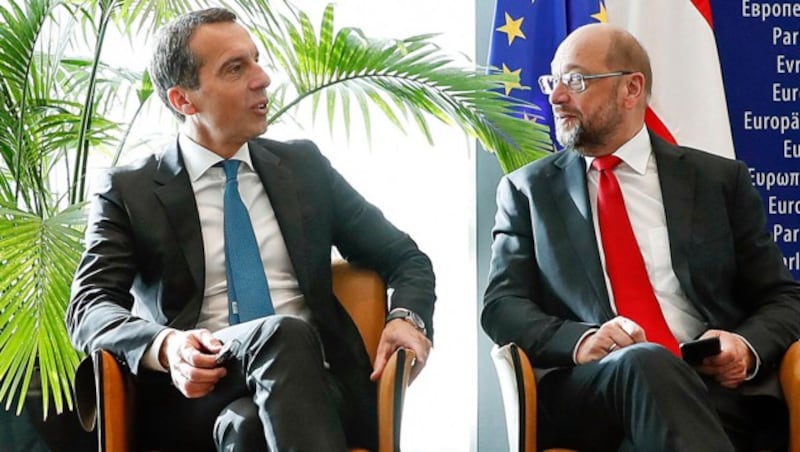 Kanzler Kern und Kandidat Schulz: Bald Amtskollegen? (Bild: Andy Wenzel/BKA)