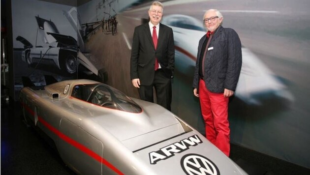 Eberhard Kittler und Rainer Deutenbach beim VW-Aerodynamic Research: 363 km/h, Bj. 1980 (Bild: Max Grill)