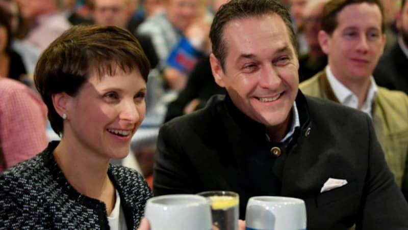 Strache und AfD-Bundesvorsitzende Frauke Petry (Bild: APA/BARBARA GINDL)