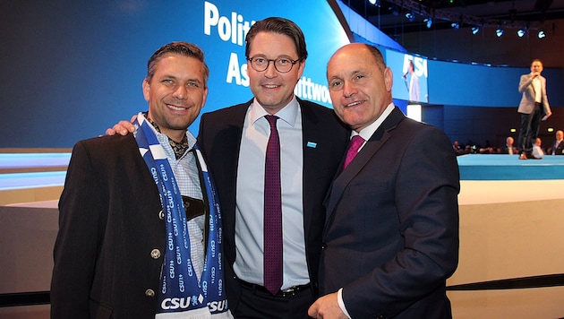 Innenminister Sobotka mit ÖVP-Kollege Wolfgang Hattmannsdorfer (li.) und CSU-Politiker Scheuer (Bild: ÖVP)