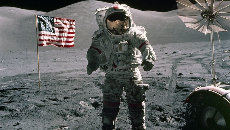 "Apollo 17" commander Eugene Cernan on the moon on December 12, 1972 (Bild: NASA)