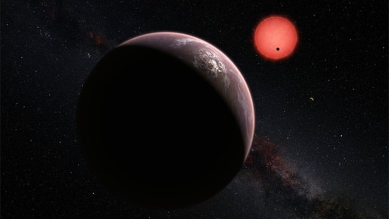 Erdgroße Planeten umkreisen den Zwergstern Trappist-1. (Bild: ESO/M. Kornmesser/N. Risinger)