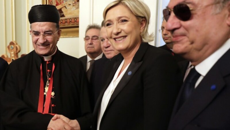 Le Pen zu Besuch beim maronitischen Patriarchen Bechara Rai (Bild: AFP)