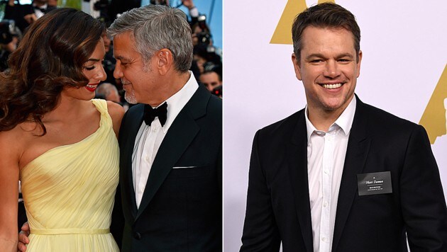 Matt Damon freut sich für George Clooney und seine Amal. (Bild: AFP)