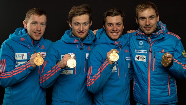 Alexej Wolkow, Maxim Zwetkow, Anton Babikow, Anton Schipulin (Bild: GEPA)