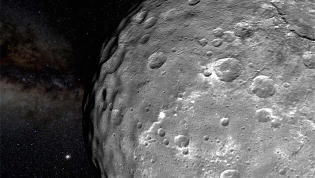 Die von Kratern übersäte Oberfläche von Ceres (Bild: NASA/Jet Propulsion Laboratory, DLR)