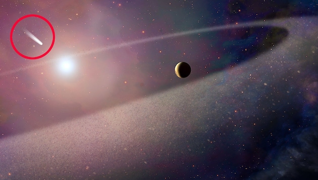 Künstlerische Illustration: Der eisige Komet nähert sich dem Weißem Zwerg. (Bild: NASA, ESA, Z. Levy (STScI))