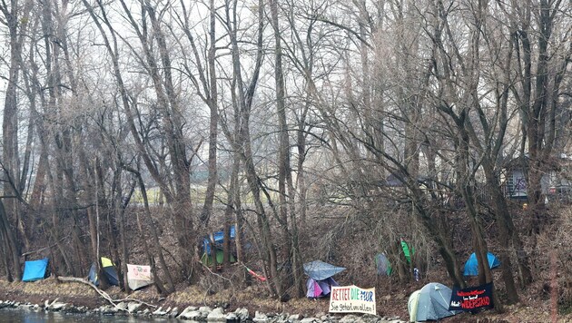 Protestcamp der Murkraftwerkgegner - es wurde am Freitag geräumt. (Bild: sepp pail)