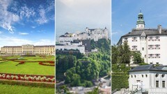 Schloss Schönbrunn, Festung Hohensalzburg, Schloss Ambras (v.l.) (Bild: thinkstockphotos.de)