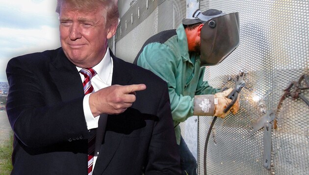 Trump treibt den Mauerbau an der Grenze zu Mexiko voran. (Bild: AFP/TIMOTHY A. CLARY, AFP/BILL WECHTER)