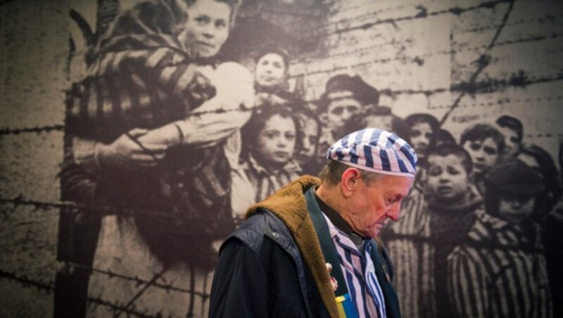 Ein Holocaust-Überlebender in der Gedenkstätte Auschwitz (Bild: AFP)