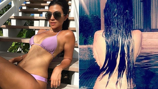 Kourtney Kardashian badete splitternackt im Familienurlaub. (Bild: instagram.com/kourtneykardash)