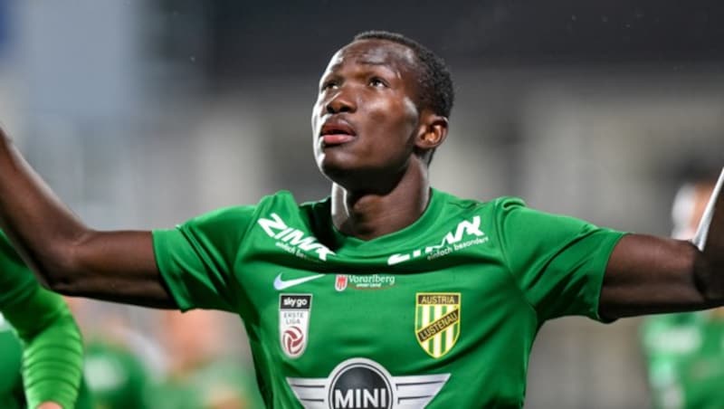 Raphael Dwamena im Dress von Lustenau (Bild: GEPA)