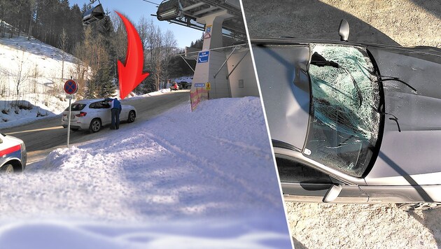 Aus diesem Sessellift stürzte die Ungarin auf das Auto. (Bild: Alpinpolizei Hochsteiermark)
