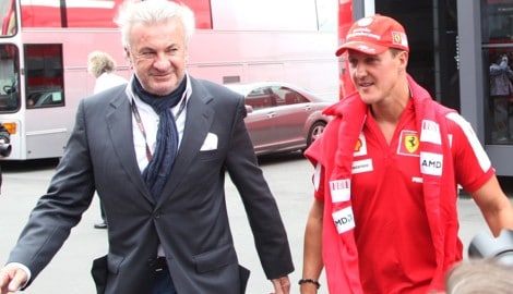 Willi Weber und Michael Schumacher während der Hochzeit des Formel-1-Stars
