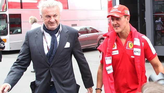 Willi Weber und Michael Schumacher während der Hochzeit des Formel-1-Stars