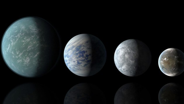 Neptunähnliche Exoplaneten in unterschiedlichen Größen (Bild: NASA/Ames Research Center/JPL-Caltech)
