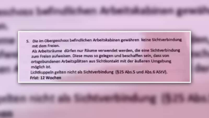 Die betreffende Passage aus der schriftlichen Weisung des Arbeitsinspektorats (Bild: Screenshot facebook.com)