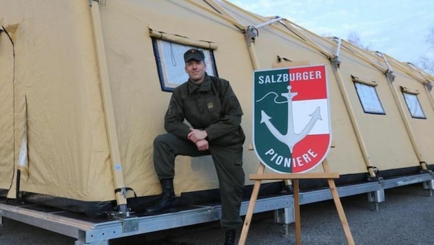 Hauptmann Armin Wagner ist der neue Kommandant vom Hightech-Zeltlagerstützpunkt. (Bild: Bundesheer)
