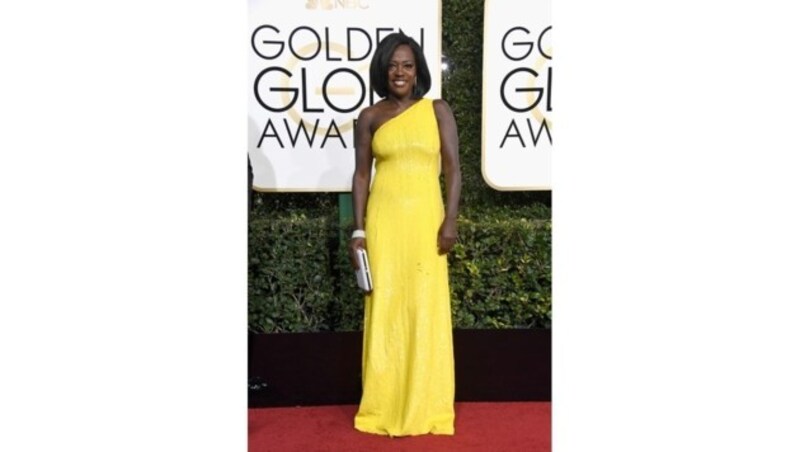 Viola Davis war in ihrer gelben Michael-Kors-Robe ein echter Hingucker. (Bild: APA/AFP/GETTY IMAGES/Frazer Harrison)