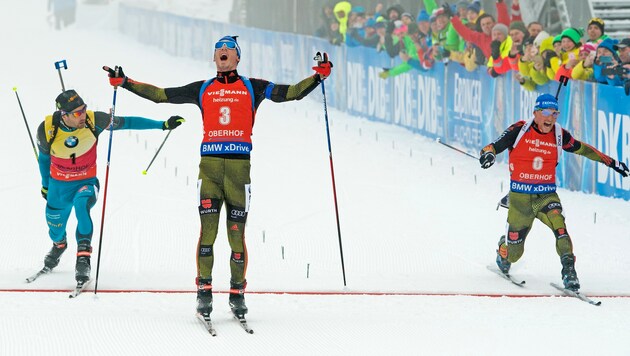 Martin Fourcade, Simon Schempp und Erik Lesser (Bild: Associated Press)