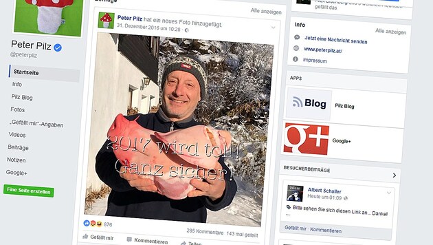Vielen Facebook-Usern stieß der Neujahrsgruß des Grünen-Politikers sauer auf. (Bild: Screenshot facebook.com)