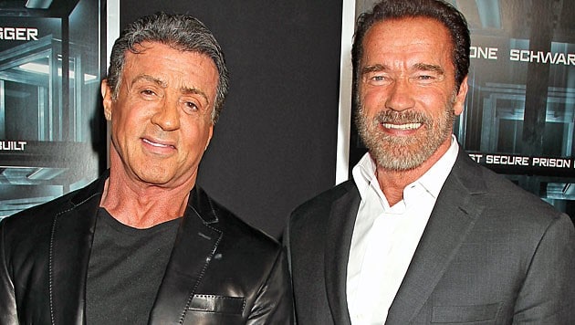 Sylvester Stallone und Arnold Schwarzenegger sind gute Freunde und stehen auch immer wieder gemeinsam vor der Kamera. (Bild: AP)
