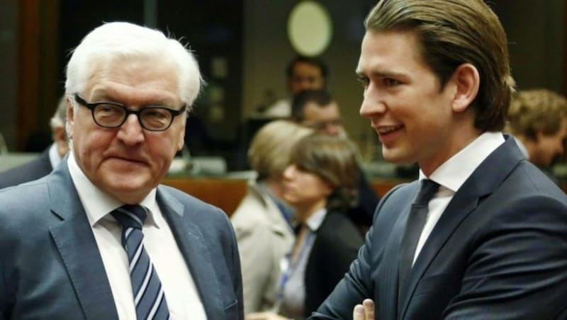 Kurz und der deutsche Außenminister Frank-Walter Steinmeier, ein Befürworter der Türkei-Gespräche (Bild: APA/AUSSENMINISTERIUM/DRAGAN TATIC)