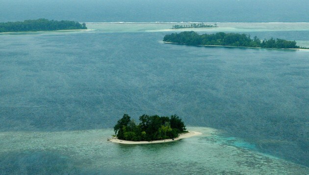 Der ansteigende Meeresspiegel und die damit einhergehende Küstenerosion bedrohen die Inselwelt im Pazifik. (Bild: AFP)