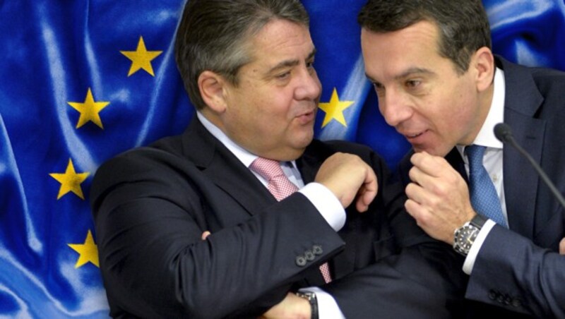 SPD-Chef Sigmar Gabriel mit Bundeskanzler Christian Kern (Bild: APA/HERBERT NEUBAUER, thinkstockphotos.de)