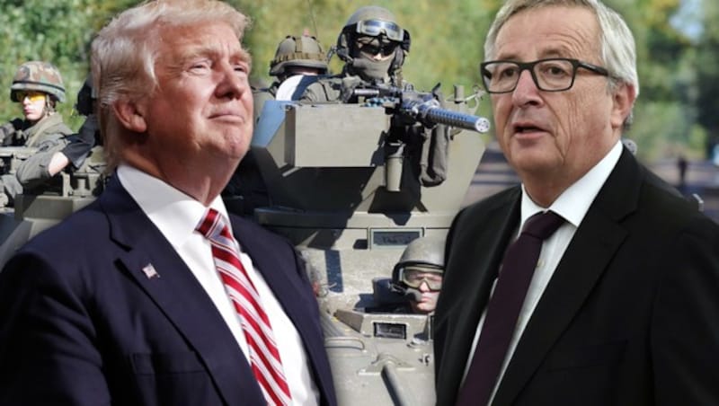 Donald Trump, Jean-Claude Juncker (Bild: Bundesheer/Hartl, AP/Matt Rourke, APA/AFP/FREDERICK FLORIN)